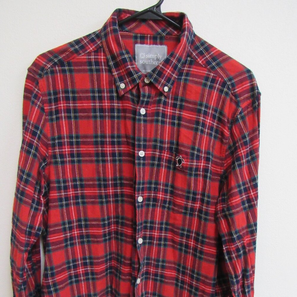 Simply Southern Red Plaid Flannel Long Sleeve Button Down Shirt XL